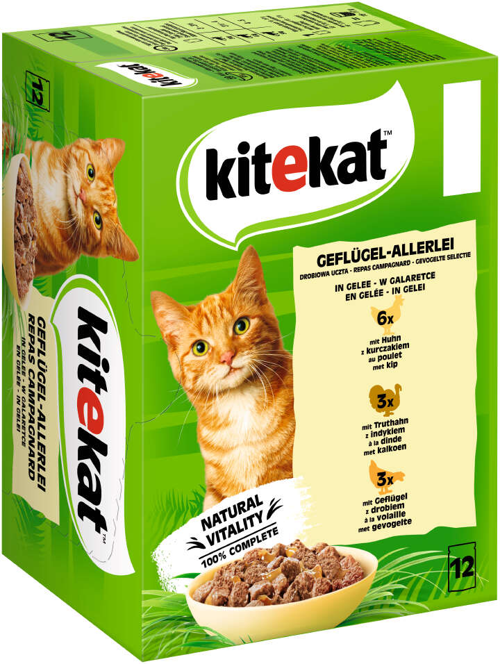 Kitekat Katzen-Nassfutter Geflügel-Allerlei in Gelee 12x85g